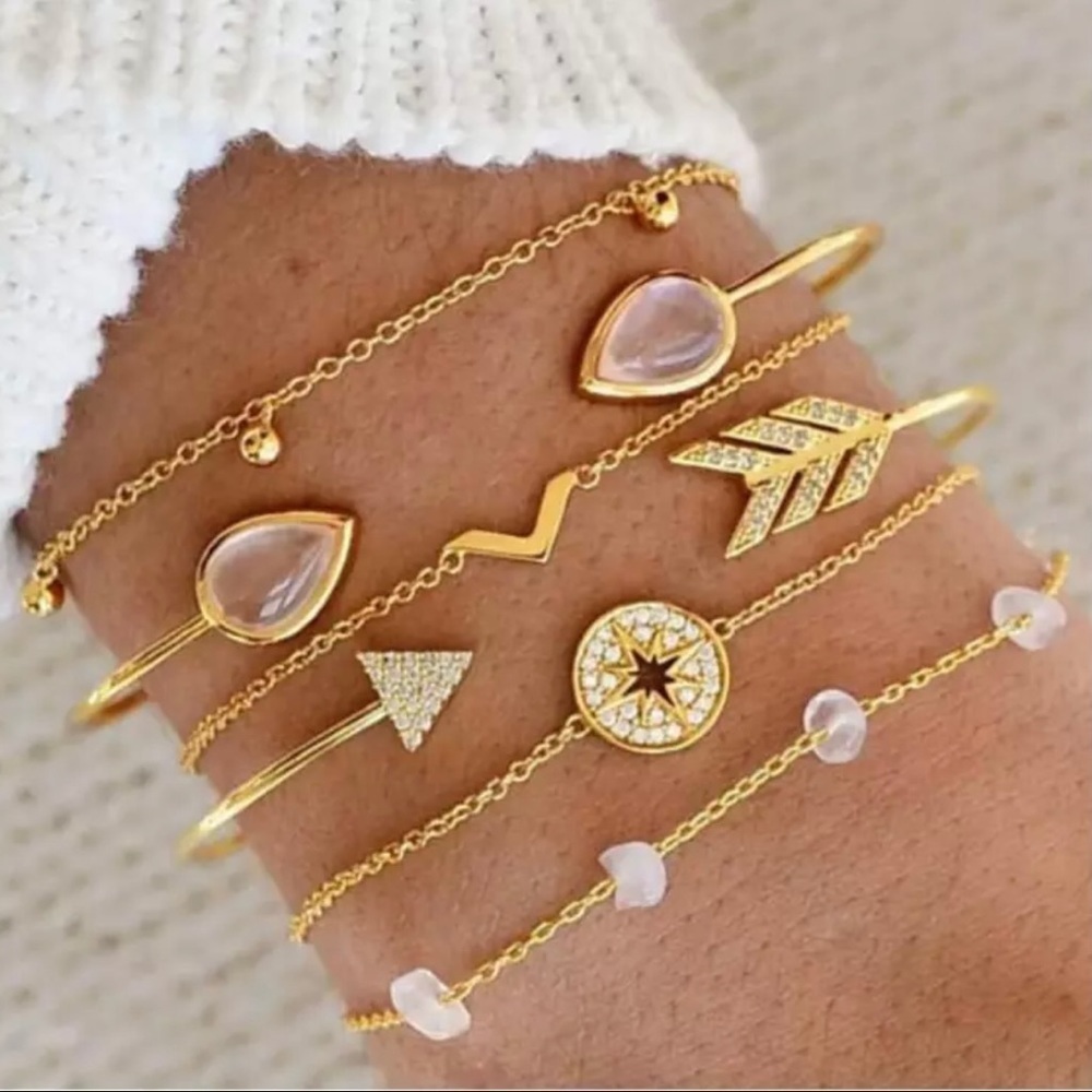 Boho Beaded Crystal Arrow Bracelets Set